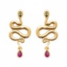 Boucles d'oreilles serpents Plaqué Or 18 carats et pierres de couleur
