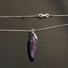 Collier pendentif goutte améthyste véritable et argent 925 sur chaine 45 cm