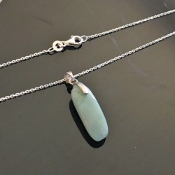 Collier pendentif pierre amazonite naturelle et argent 925 sur chaine 