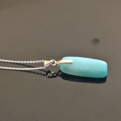 Collier pendentif pierre amazonite naturelle et argent 925/000 sur chaine