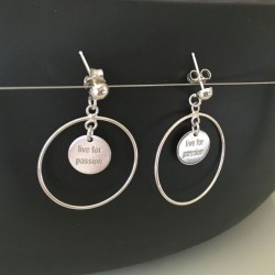 Boucles d'oreilles argent 925/000 pendantes anneaux pampilles médailles