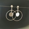 Boucles d'oreilles argent 925/000 pendantes anneaux pampilles médailles