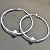 Boucles d'oreilles grandes créoles boules en argent 925/000 Diam. 50 mm