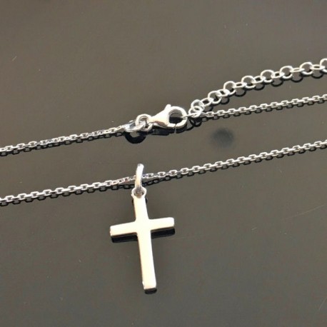 Collier pendentif croix minimaliste argent 925/000 sur chaine ajustable