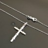 Collier pendentif croix style bambou noué en argent 925/000 sur chaine