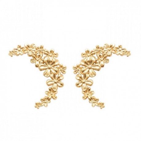 Boucles d'oreilles fleurs Plaqué Or 18 carats Bijou nature