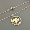 Collier cupidon en plaqué or 18 carats pendentif rond love sur belle chaine 