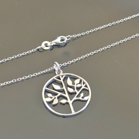 Collier pendentif arbre de vie argent massif 925 sur fine chaine 45 cm