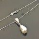 Collier argent 925/000 pendentif goutte nacrée Swarovski crème