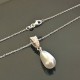 Collier argent 925/000 pendentif goutte blanche nacrée swarovski