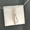 Collier argent 925/000 pendentif goutte blanche nacrée swarovski