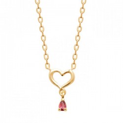 Collier Plaqué Or 18 carats coeur et pampille
