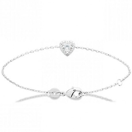 Bracelet coeur argent massif 925/000 et zirconium 