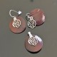 Boucles d'oreilles fleurs argent 925/000 et nacre avec pendentif assorti