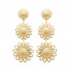 Boucles d'oreilles fleurs marguerites Plaqué Or 18 carats