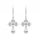 Boucles d'oreilles pendantes croix argent massif 925/000