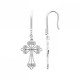 Boucles d'oreilles pendantes croix argent massif 925/000