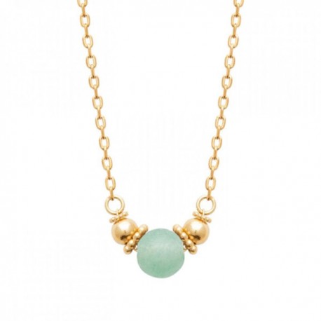 Collier Plaqué Or 18 carats pierre aventurine naturelle