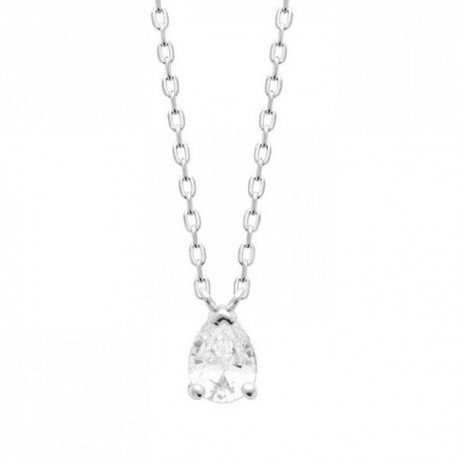 Collier goutte argent massif 925/000 et zirconium