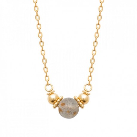 Collier Plaqué Or 18 carats pierre labradorite naturelle