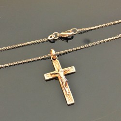 Collier pendentif jésus sur la croix en plaqué or 18 carats sur chaine