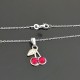 Collier argent 925/000 pendentif cerise cristal Swarovski sur chaine