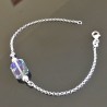 Bracelet argent massif 925/000 cristal Swarovski vert lilas