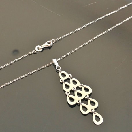 Collier argent 925/000 gouttes maille souple sur chaine longueur 45 cm