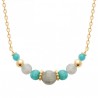 Collier Plaqué Or 18 carats et pierres labradorite naturelle Bijou Nature