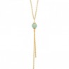 Collier Y Plaqué Or 18 carats et pierre aventurine 