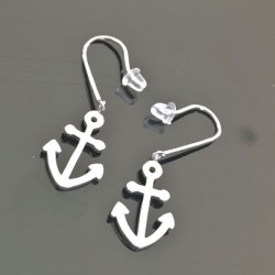 Boucles d'oreilles ancres marine en argent 925/000 rhodié