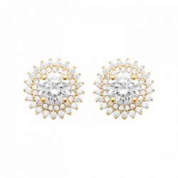 Boucles d'oreilles soleils Plaqué Or 18 carats et zirconium Clous d'oreilles