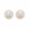 Boucles d'oreilles soleils Plaqué Or 18 carats et zirconium Clous d'oreilles