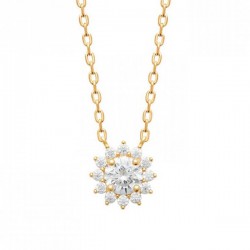 Collier fleur Plaqué Or 18 carats et zirconium Bijou collection nature