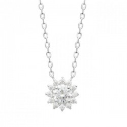 Collier fleur argent massif 925/000 et zirconium