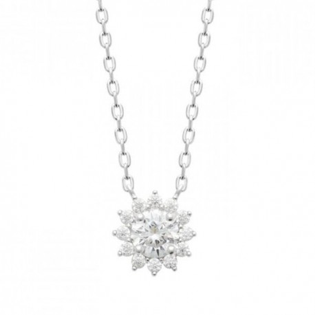 Collier fleur argent massif 925/000 et zirconium