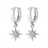 Boucles d'oreilles créoles pampilles étoiles argent massif 925/000 zirconium