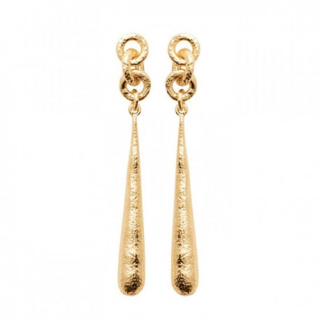 Boucles d'oreilles pendantes anneaux Plaqué Or 18 carats