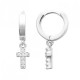 Boucles d'oreilles argent massif 925/000 créoles pendantes croix