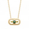 Collier Plaqué Or 18 carats pierre jaspe dalmatien - Bijou pierre naturelle