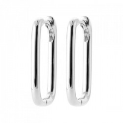 Boucles d'oreilles créoles rectangulaires argent massif 925/000