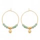 Boucles d'oreilles créoles Plaqué Or 18 carats et pierres aventurine