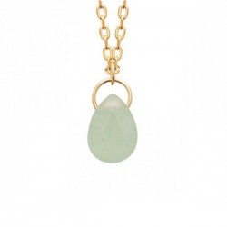 Collier Plaqué Or 18 carats goutte pierre aventurine Bijou Nature