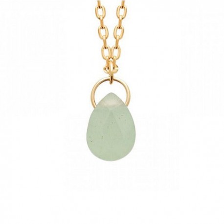 Collier Plaqué Or 18 carats goutte pierre aventurine Bijou Nature