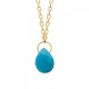 Collier Plaqué Or 18 carats goutte pierre apatite Bijou Nature