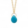 Collier Plaqué Or 18 carats goutte pierre apatite Bijou Nature