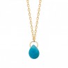 Collier Plaqué Or 18 carats goutte pierre apatite Bijou Nature