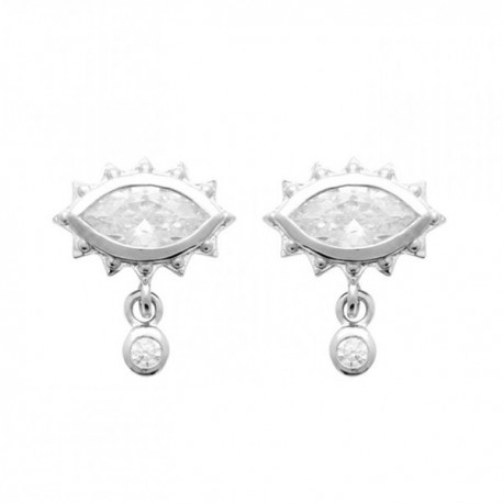 Boucles d'oeilles oeil argent massif 925/000 et zirconium 