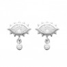 Boucles d'oeilles oeil argent massif 925/000 et zirconium 