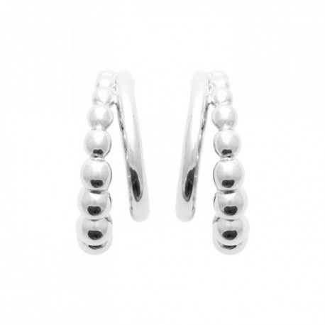 Boucles d'oreilles demi créoles perlées Argent massif 925/000 